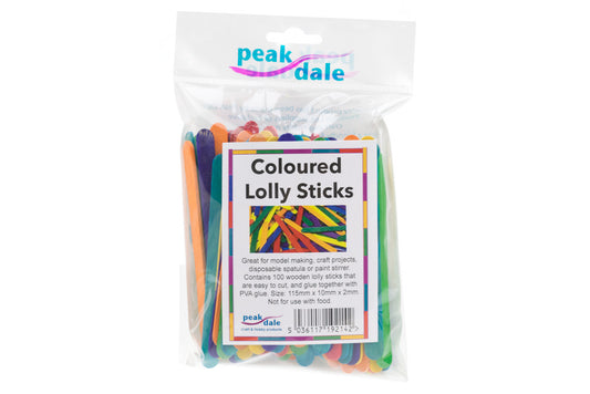 Lollipop Sticks Coloured Pack of 100 - Default Title (LOLLYCOL100)