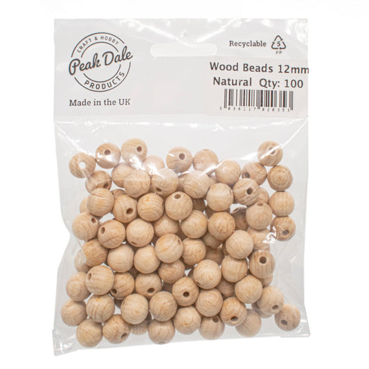 Beads Wood 12mm Round Natural (100) - Default Title (NO2NAT)