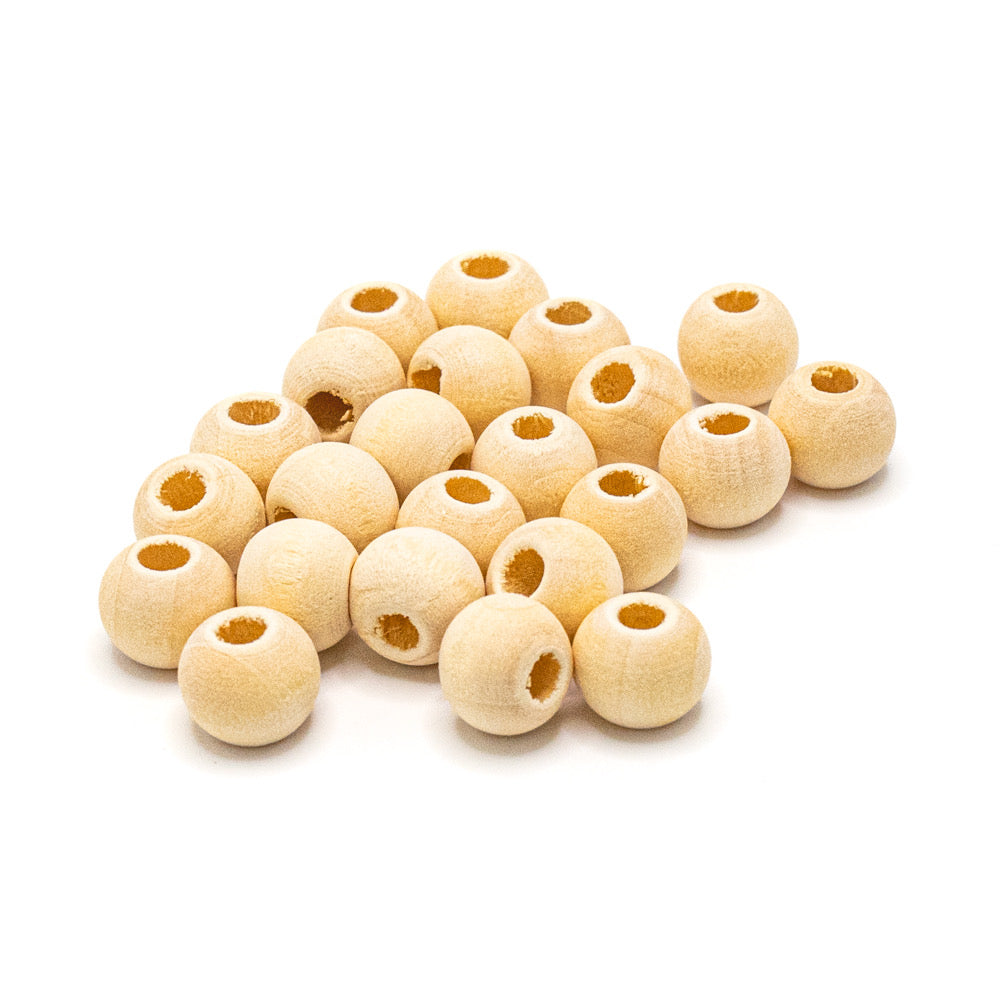 Beads Wood 12mm Large Hole Pack of 100 - Default (NO3NATLH)