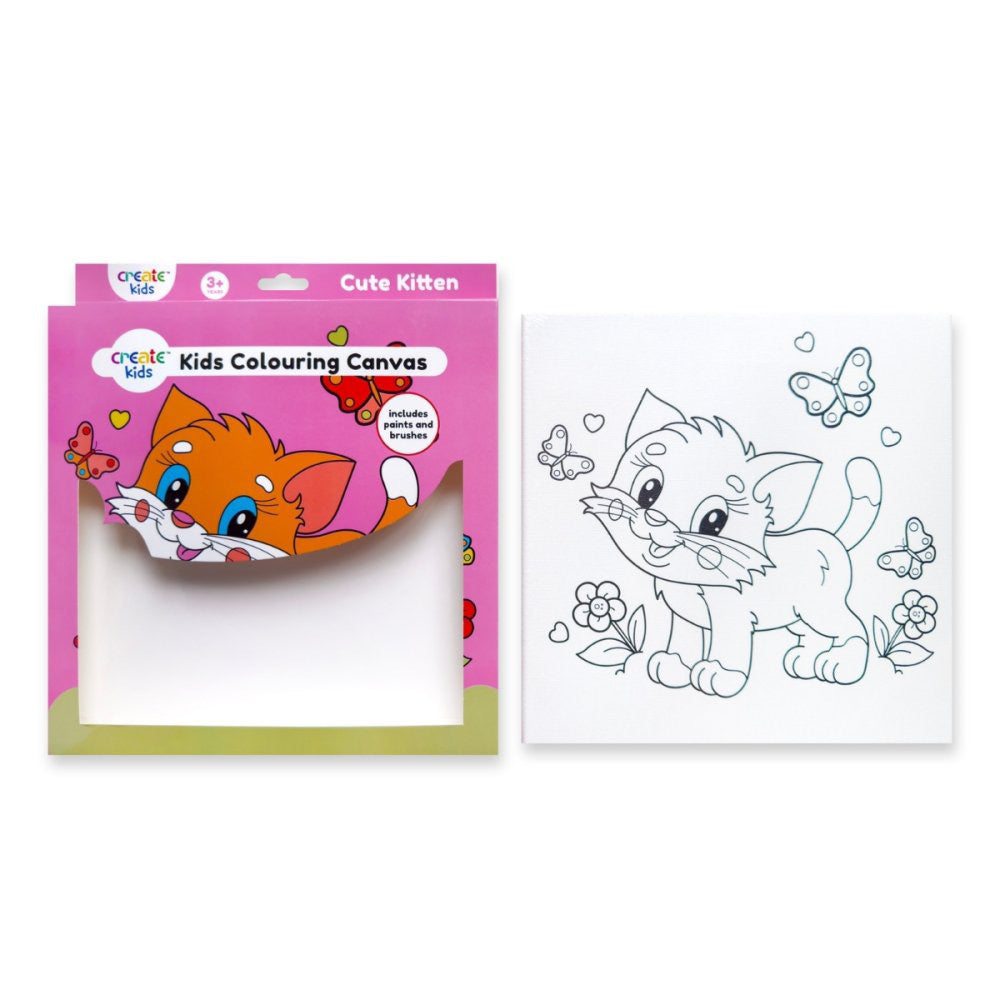 Kids Colouring Canvas CUTE KITTEN - Default (PBNKIDKIT)