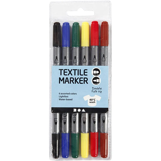 Fabric Markers Set of 6 Assted Double Ended