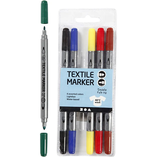 Fabric Markers Set of 6 Assted Double Ended