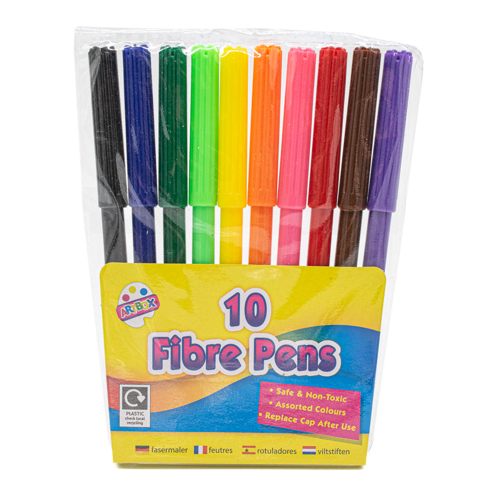 Fine Fibre Tip Colouring Pens Pack of 10 - Default Title (PENFIB10)