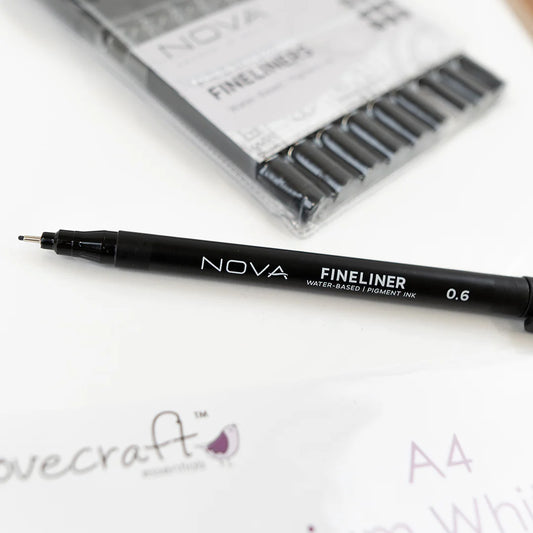 Nova Black Fineliners Pack of 9