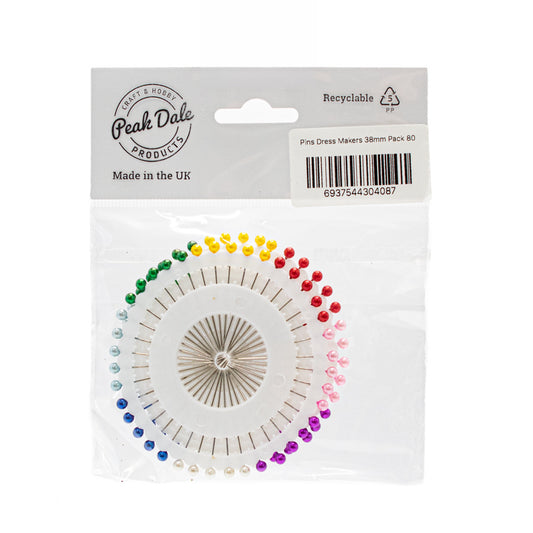 Pins Dress Makers 38mm Assorted Pack 80 - Default Title (PINDRE38)
