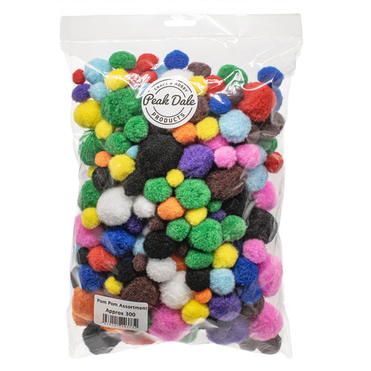 Pom Poms Asst Colours & Sizes Approx 300 - Default Title (POMPOM300)