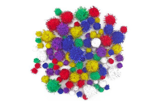 Pom Poms Glitter 10-25mm Pack 100 - Default Title (POMPOMGLIT)