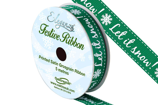 Ribbon 352 Let It Snow GREEN 15mm