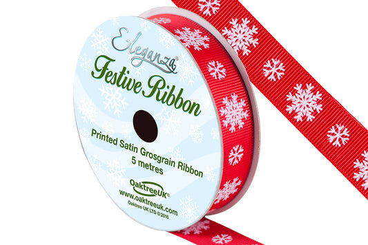 Ribbon 321 Snowflake RED 15 mm - Default Title (RIBGSNOWFLRED)