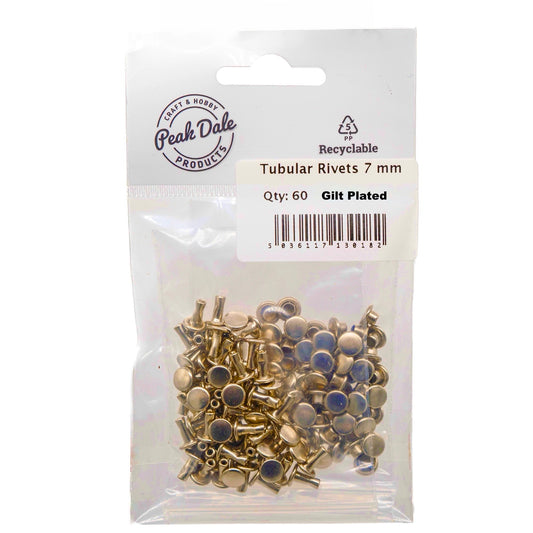 Tubular Rivets 7 mm Gilt Pack of 60