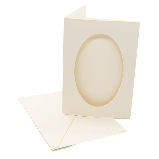 Cards A5 Cream with Oval Aperture Pack of 10- A5-2 - Default Title (SFA5CREAPEOV)