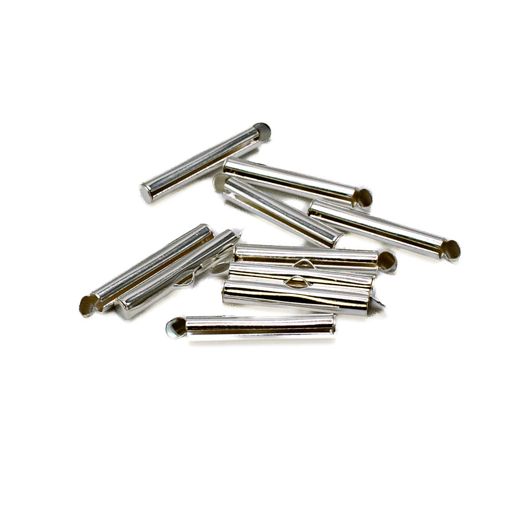 Slider Ends 25mm Silver Plated Pack of 10 - Default (SLIDEND25S)