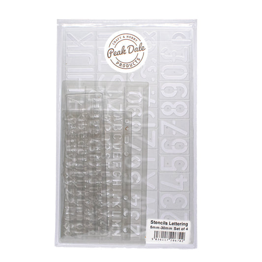 Stencils Lettering 5mm - 30mm Set of 4 - Default (STELET4)
