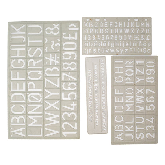 Stencils Lettering 5mm - 30mm Set of 4 - Default (STELET4)