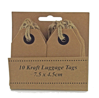 Luggage Tags Brown Kraft 7.5 x 4.5 cm Pack of 10 - Default Title (TAGKRA)