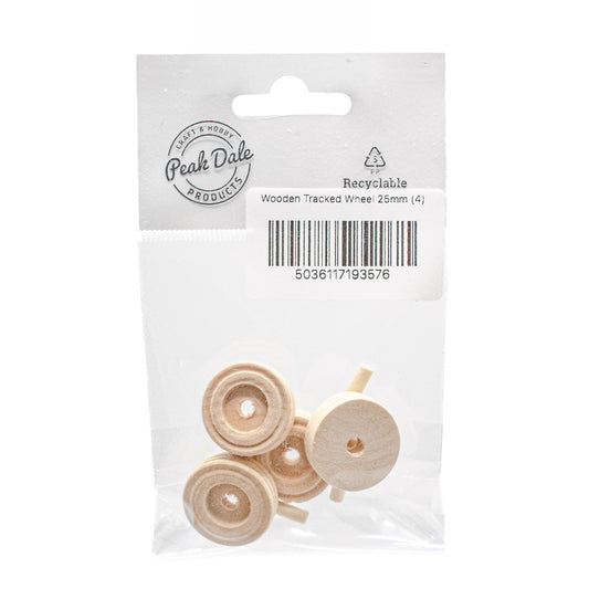 Wooden Tracked Wheel 25mm + Pins Pack 4 - Default (WHEELTRAC25)