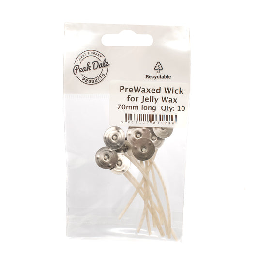 PreWaxed Wick for Jelly Wax 70mm long (10) - Default Title (WICKWAXJEL)