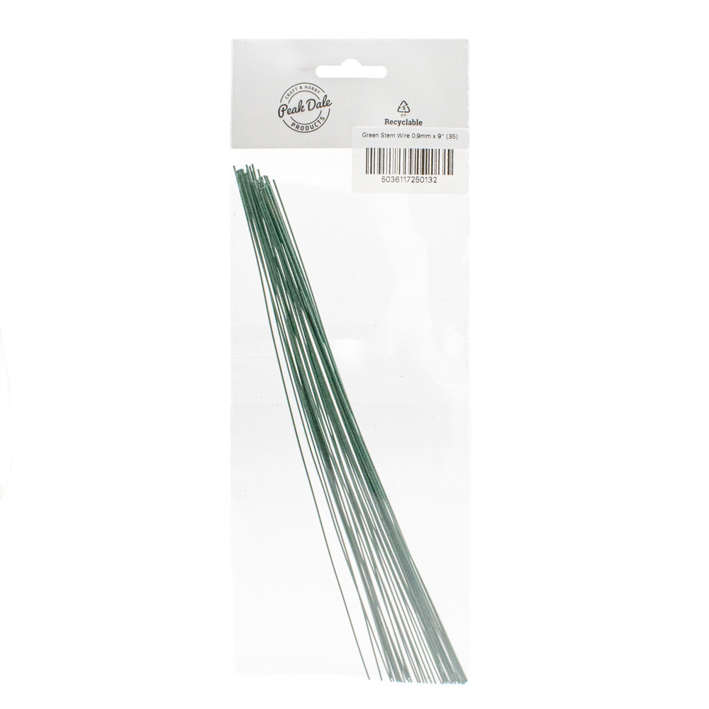 Green Stem Wire 0.9mm x 9" - Bundle of 35 - Default (WIRSTEM9)