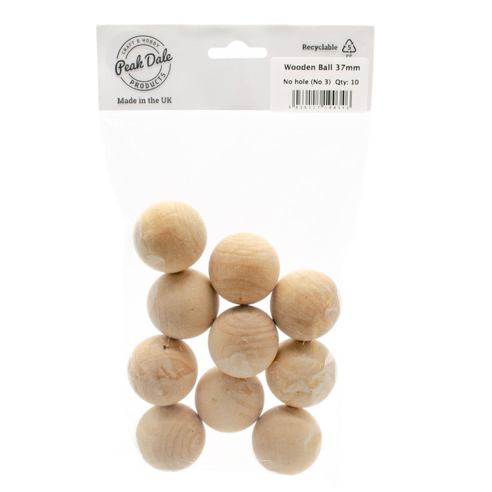 Wood Ball 37mm - No hole Pack of 10 - Default Title (WOODB3-10)