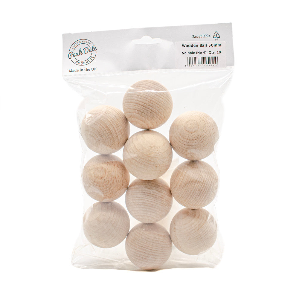 Wood Ball 50mm - No hole Pack of 10 - Default Title (WOODB4-10)