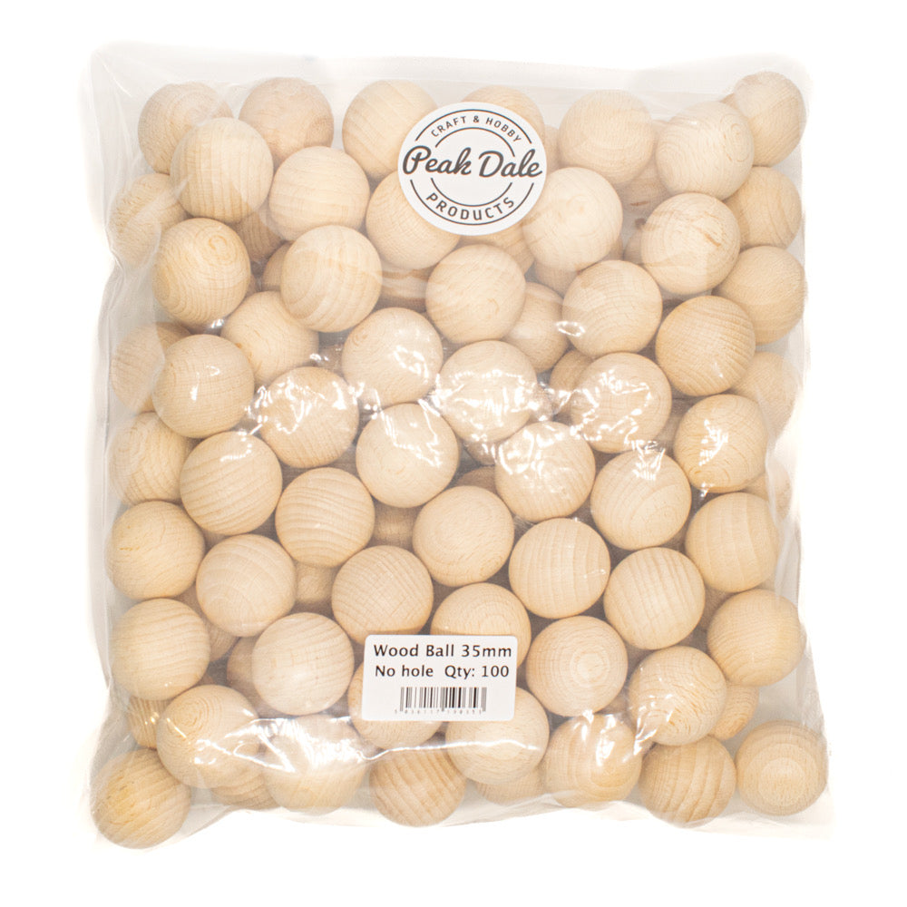 Wood Ball 35mm - No hole Pack of 100 - Default Title (WOODB6-H)