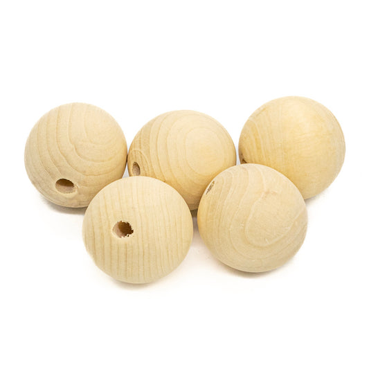 Beads Wooden 40mm-7mm hole Pack of 5 - Default Title (WOODBB40-5)