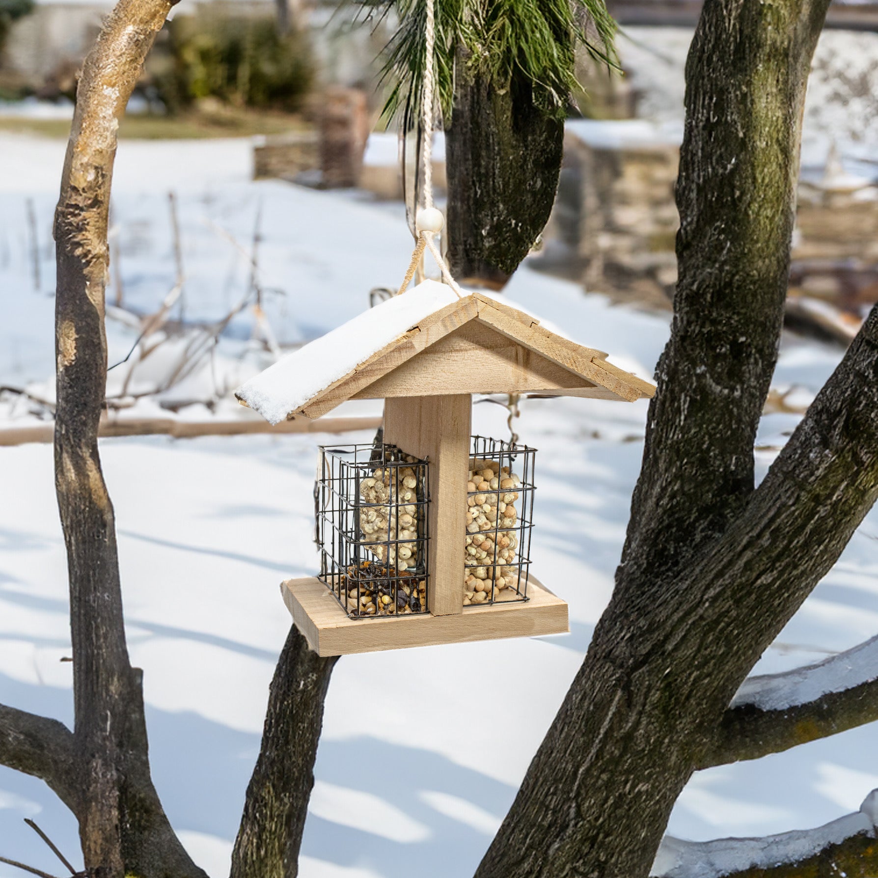 Wooden Hanging Bird Table - Default Title (WOODBIRD)