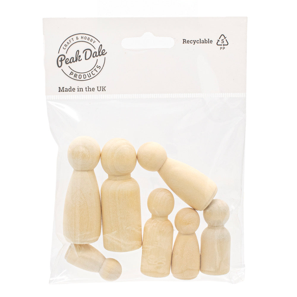 Wooden Dolls Set of 7 - Default (WOODDOLL7)