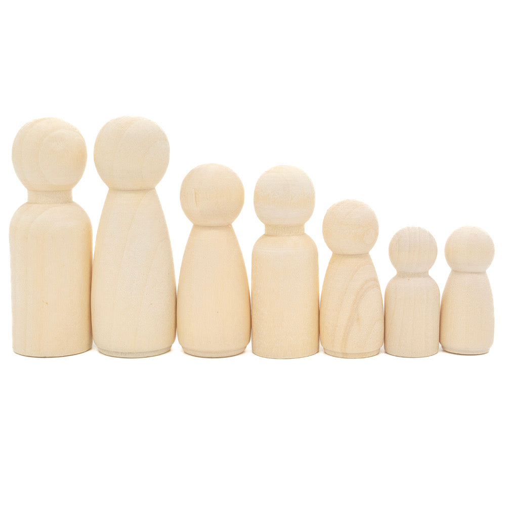 Wooden Dolls Set of 7 - Default (WOODDOLL7)