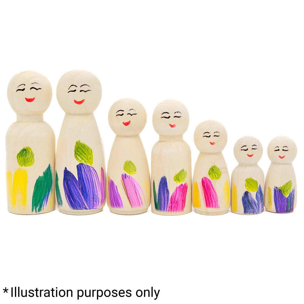 Wooden Dolls Set of 7 - Default (WOODDOLL7)