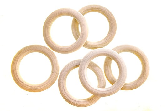 Wooden Macrame Ring 55mm pack of 6