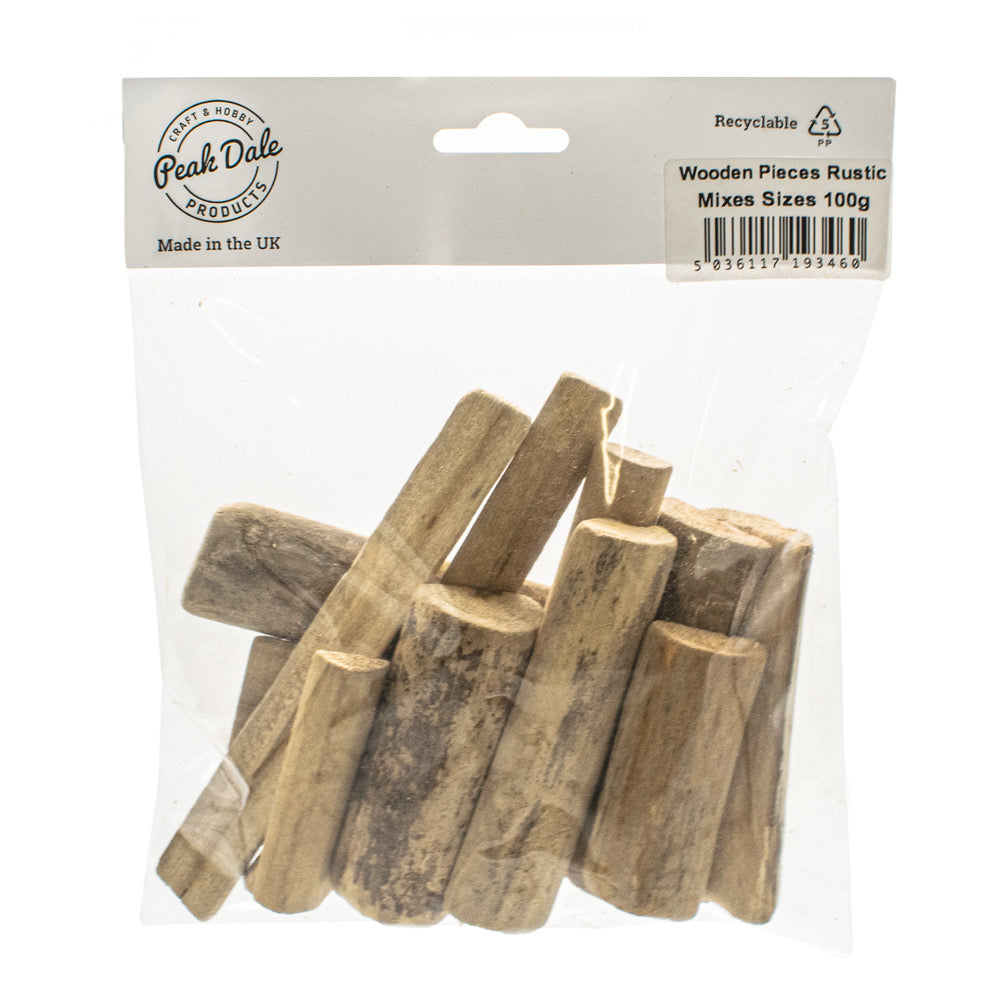 Wooden Rustic Pieces Mixed Sizes 100g - Default (WOODMIX)