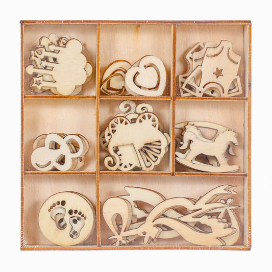 Wooden Shapes Baby Box of 40