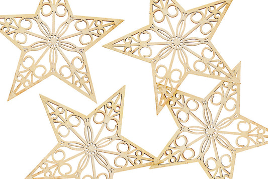 Wooden Shapes Filigree Star Pack of 4 - Default Title (WOODSHFILSTA)