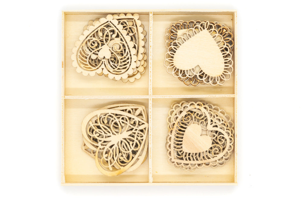 Wooden Shapes Hearts Box of 20 - Default Title (WOODSHHEA)