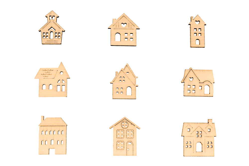 Wooden Shapes Houses Box of 45 - Default Title (WOODSHHOU)