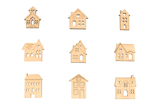 Wooden Shapes Houses Box of 45 - Default Title (WOODSHHOU)