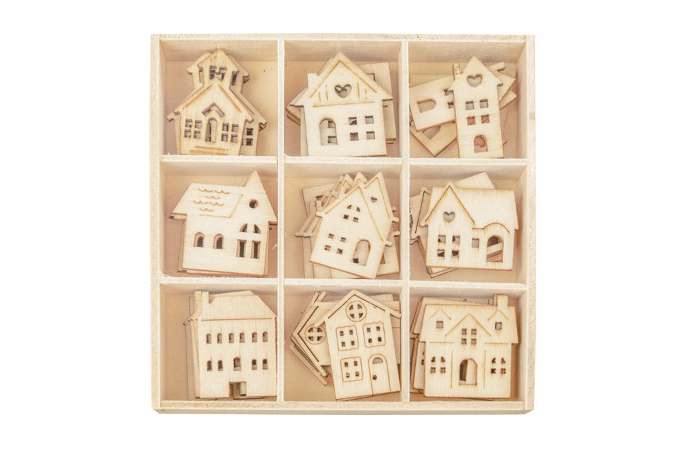 Wooden Shapes Houses Box of 45 - Default Title (WOODSHHOU)