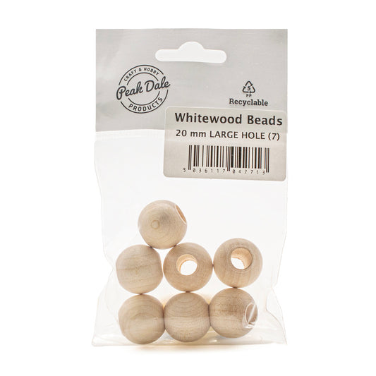 Beads Whitewood LARGE HOLE 20 mm (7) - Default (WOODWW20LH)