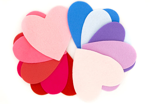 Felt Hearts 7cm Assorted Colours Pack of 10