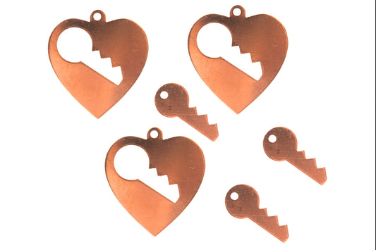 CB110 Heart with Key Copper Pendant 3 Pk Default