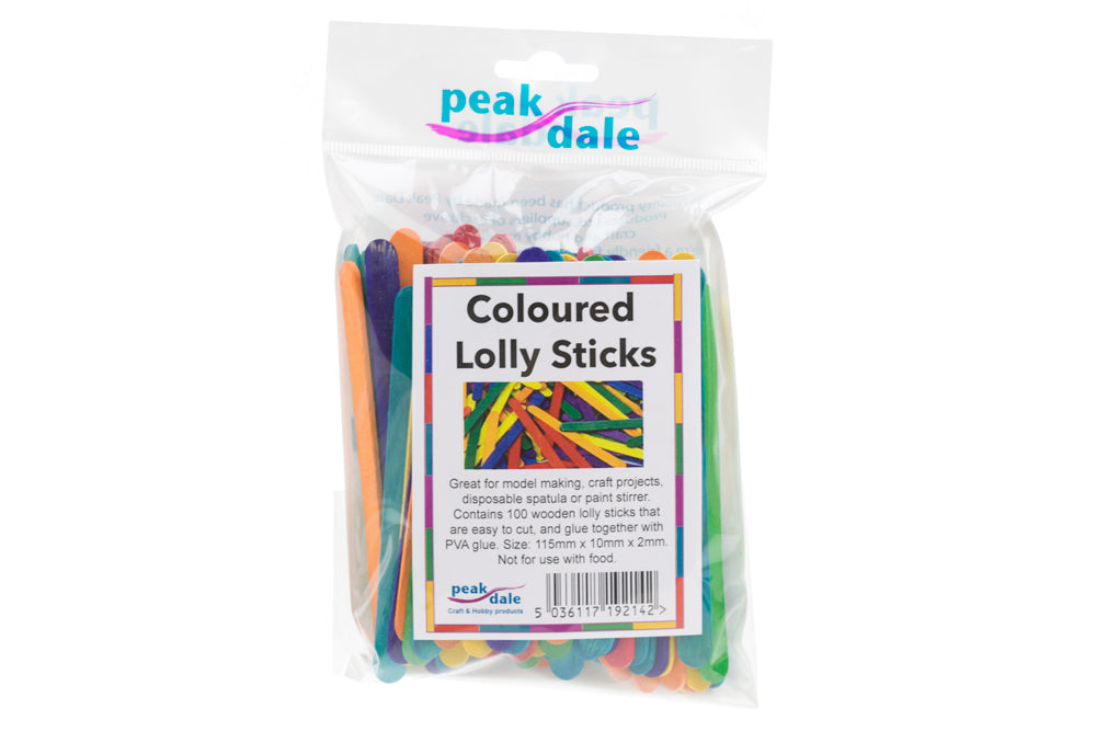 Lollipop Sticks Coloured Pack of 100 Default