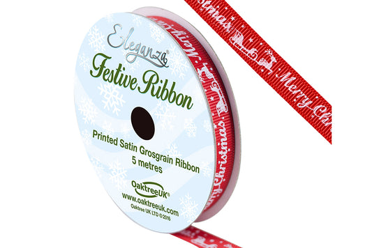 Ribbon Satin Grosgrain Sleigh RED 10mm Default