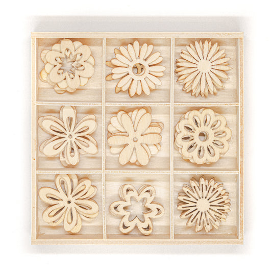 Wooden Shapes Flowers Box of 45 Default