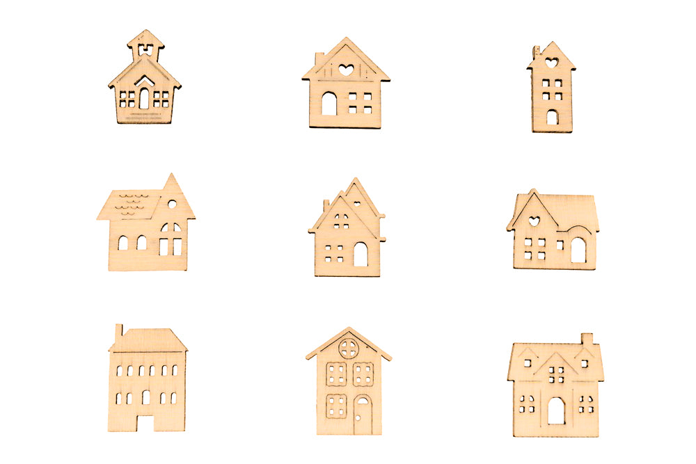 Wooden Shapes Houses Box of 45 Default
